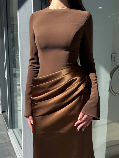 Celestia Luxe Draped Satin Maxi Dress