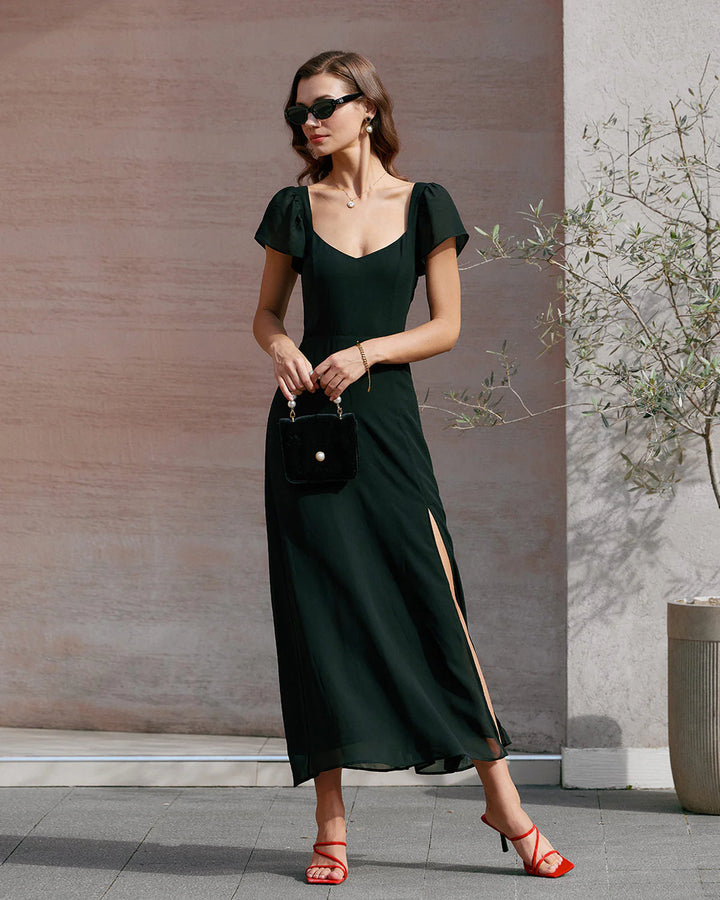 Ruby Red Sweetheart Maxi Dress — Elegant & Flowy