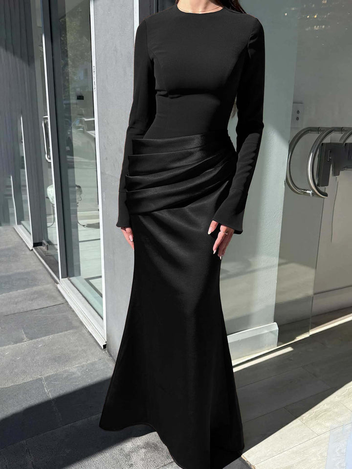 Celestia Luxe Draped Satin Maxi Dress