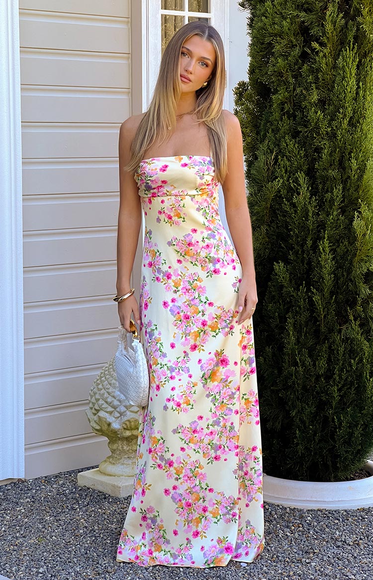 Blaise Satin Maxi Dress Butter Yellow