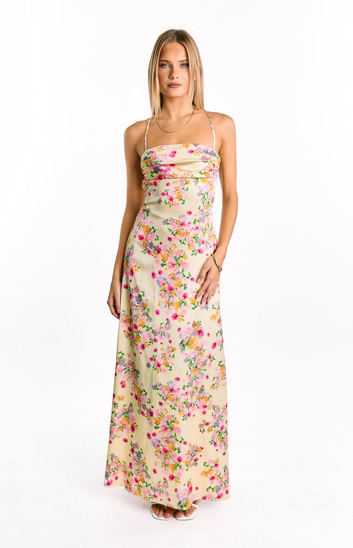 Blaise Satin Maxi Dress Butter Yellow