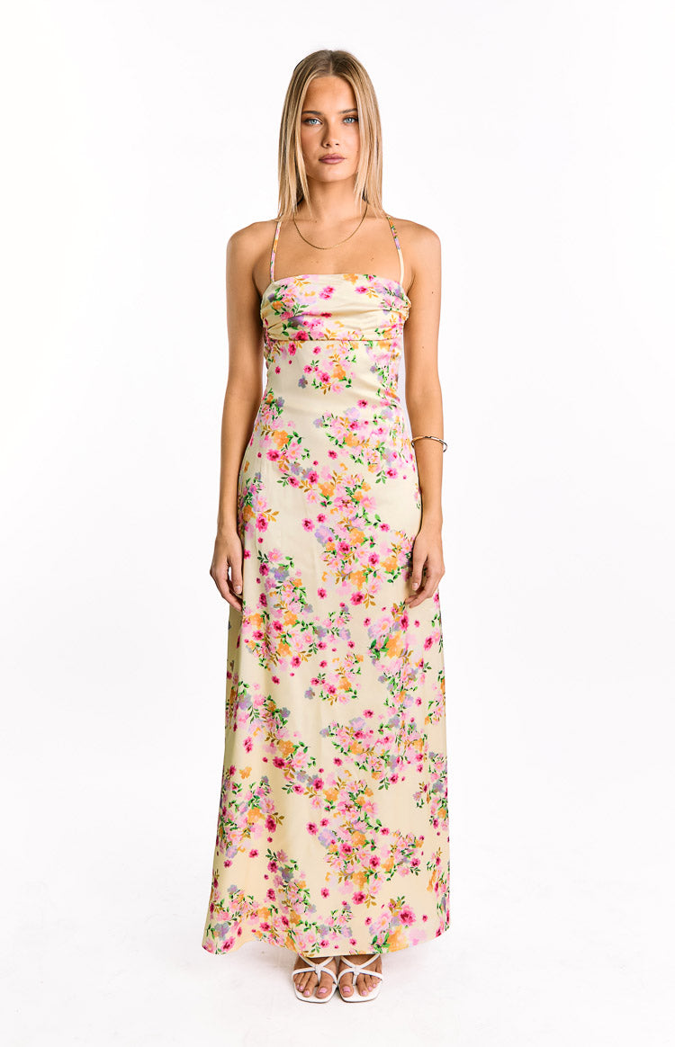 Blaise Satin Maxi Dress Butter Yellow