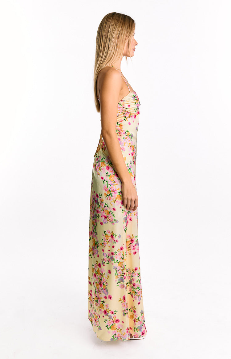 Blaise Satin Maxi Dress Butter Yellow
