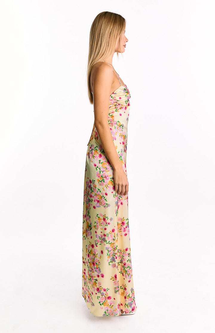 Blaise Satin Maxi Dress Butter Yellow