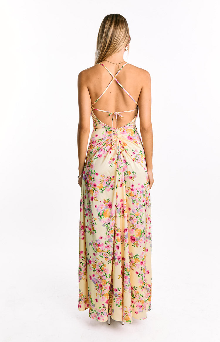 Blaise Satin Maxi Dress Butter Yellow