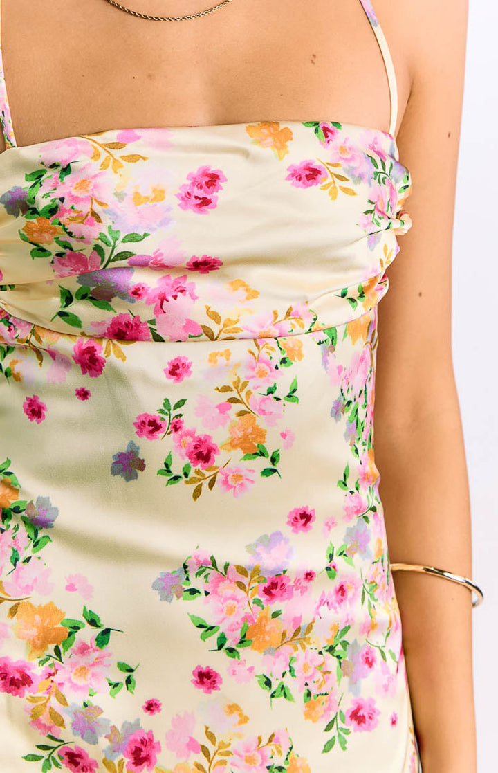 Blaise Satin Maxi Dress Butter Yellow