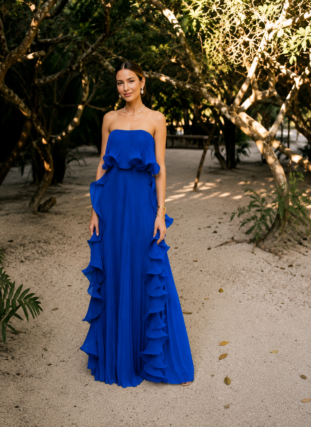 Seraphina Pleated Ruffle Maxi Dress