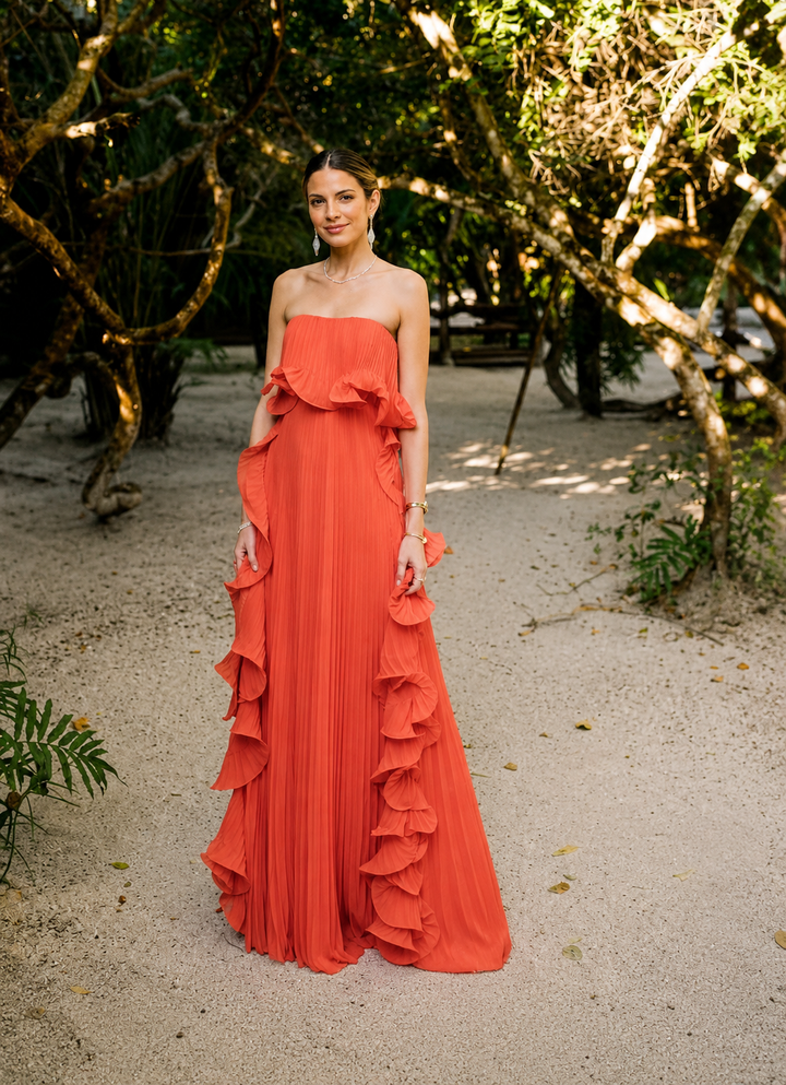 Seraphina Pleated Ruffle Maxi Dress