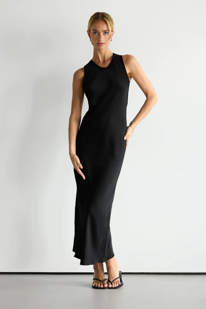 Harper Satin Dress – Olive Green