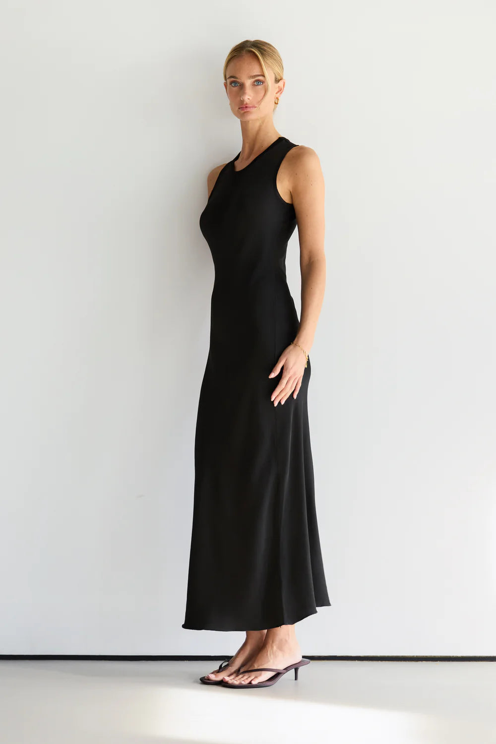 Harper Satin Dress – Olive Green
