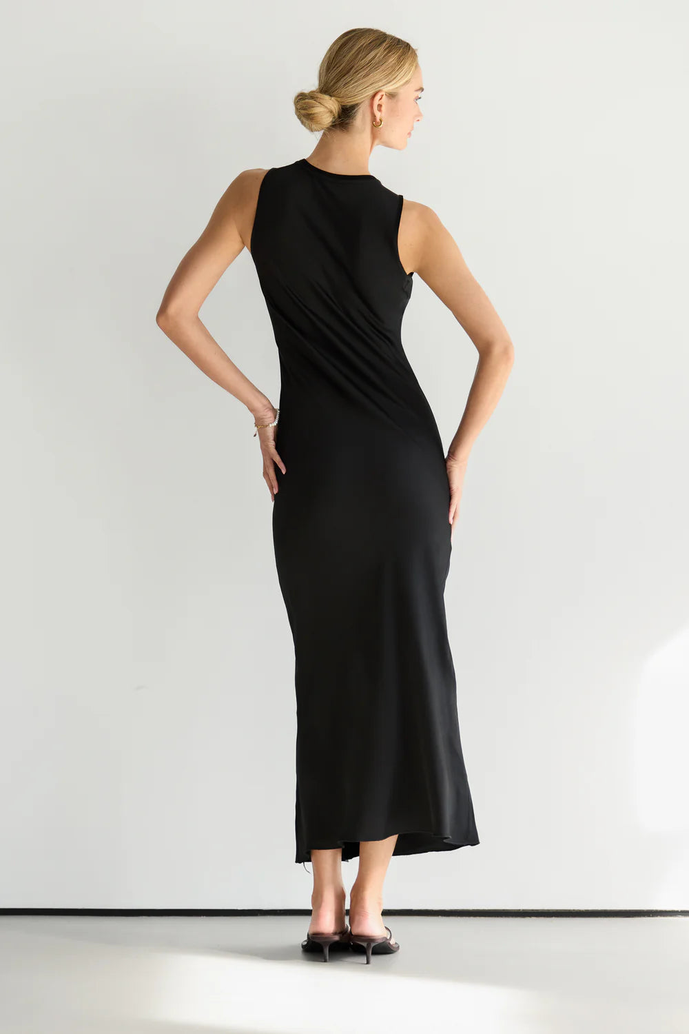 Harper Satin Dress – Olive Green
