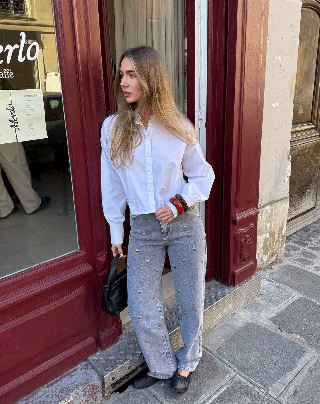 Straight Leg Heart Jeans – Grey