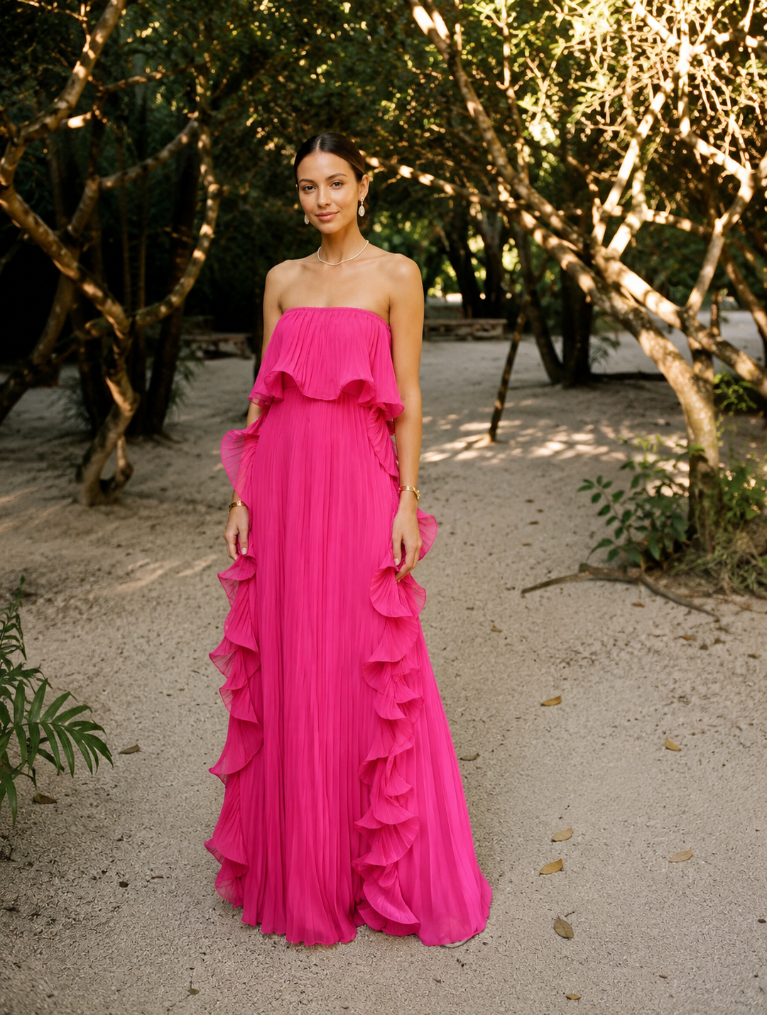 Seraphina Pleated Ruffle Maxi Dress