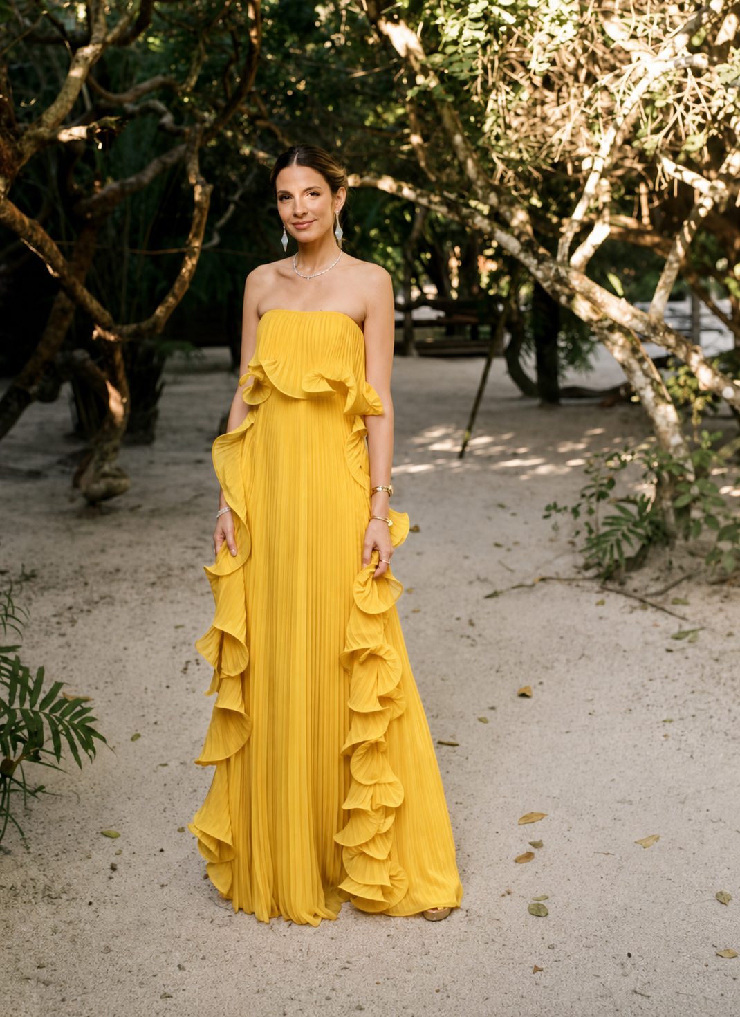 Seraphina Pleated Ruffle Maxi Dress