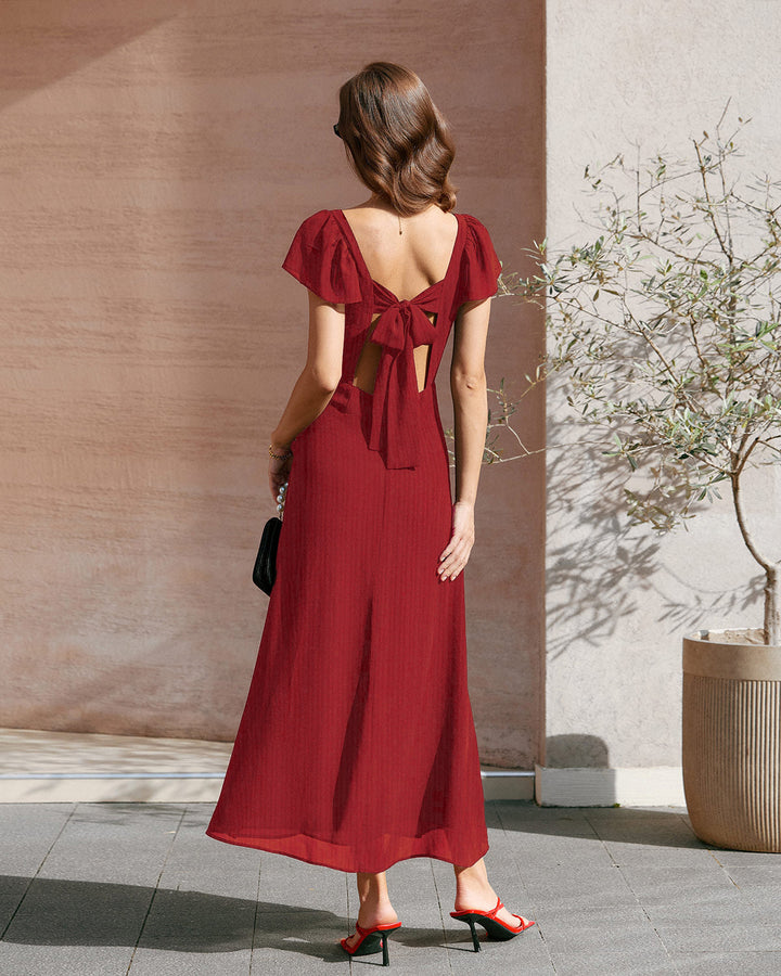 Ruby Red Sweetheart Maxi Dress — Elegant & Flowy